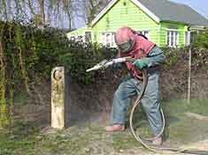 Blasting an old milepost